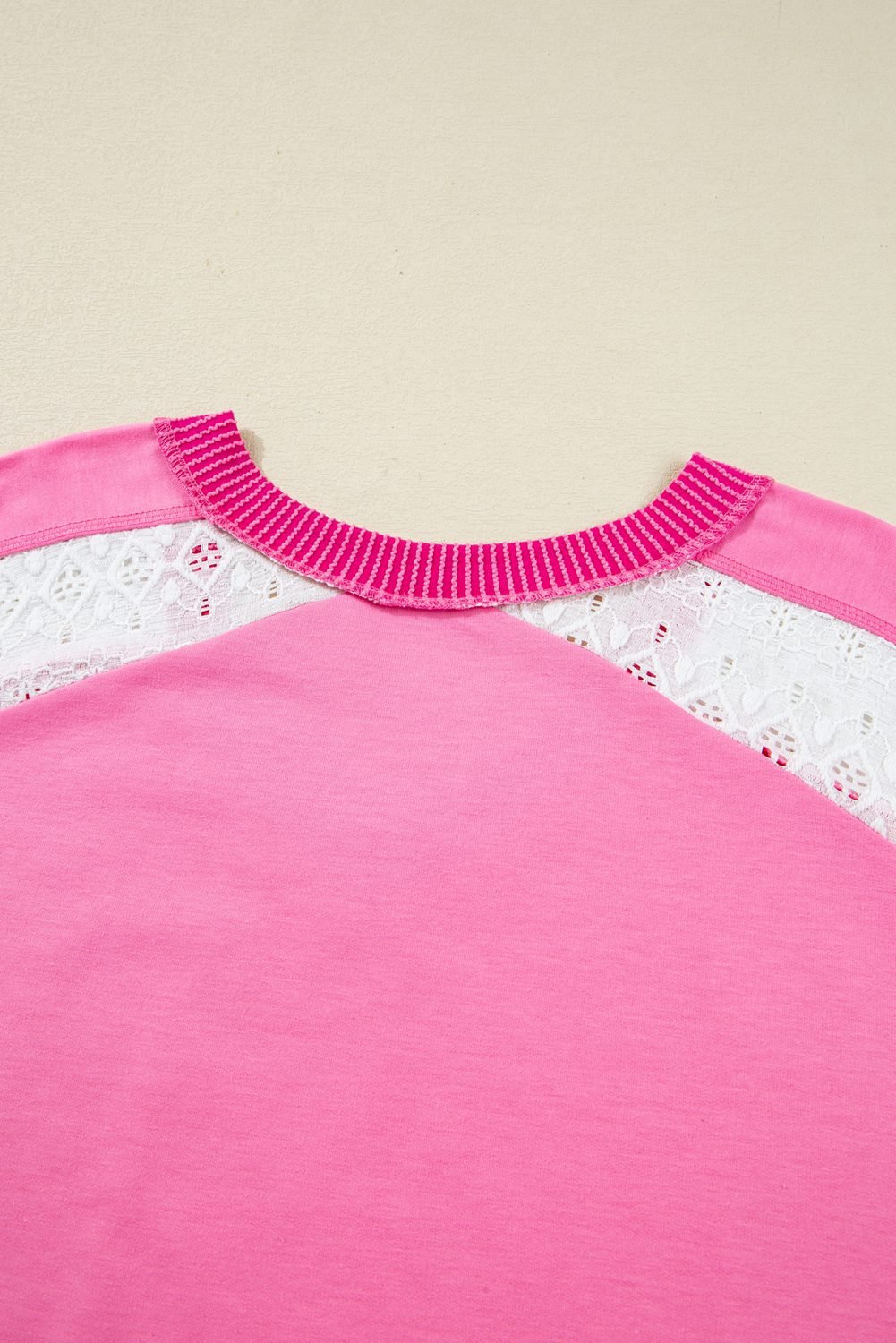 Bonbon Lace Striped Patchwork Long Sleeve Corded V Neck Plus Size Top