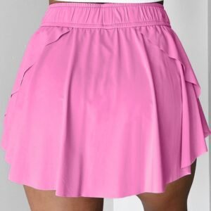 Bonbon Drawstring High Waist Lined Tennis Skorts