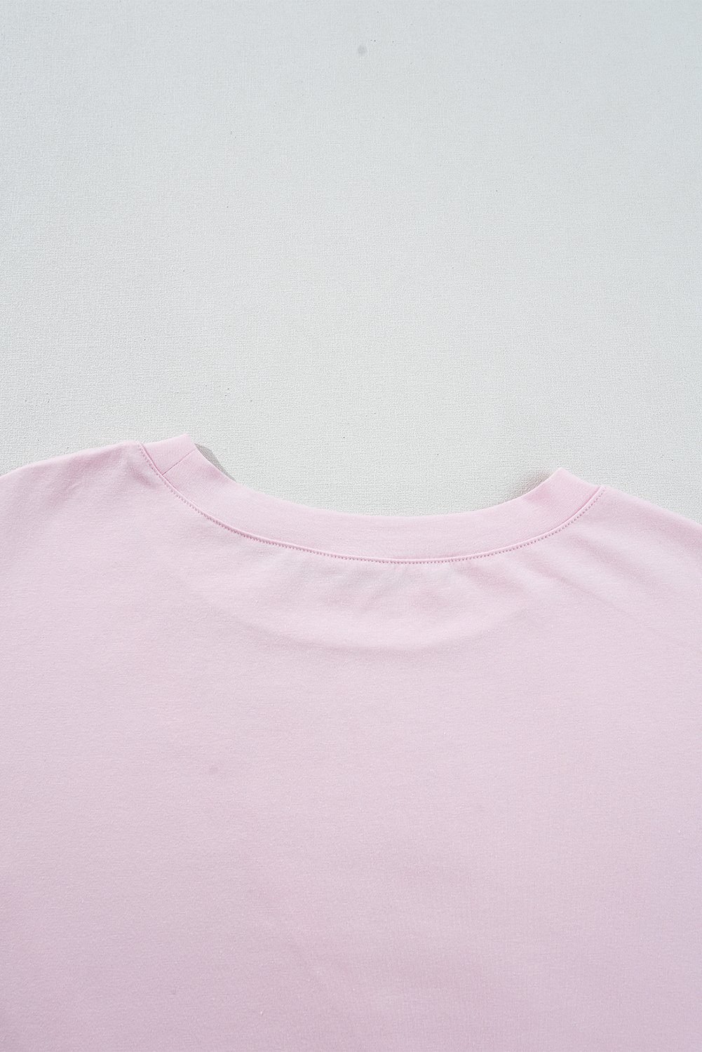 Pink Color Block Patchwork Seamed Crewneck T Shirt