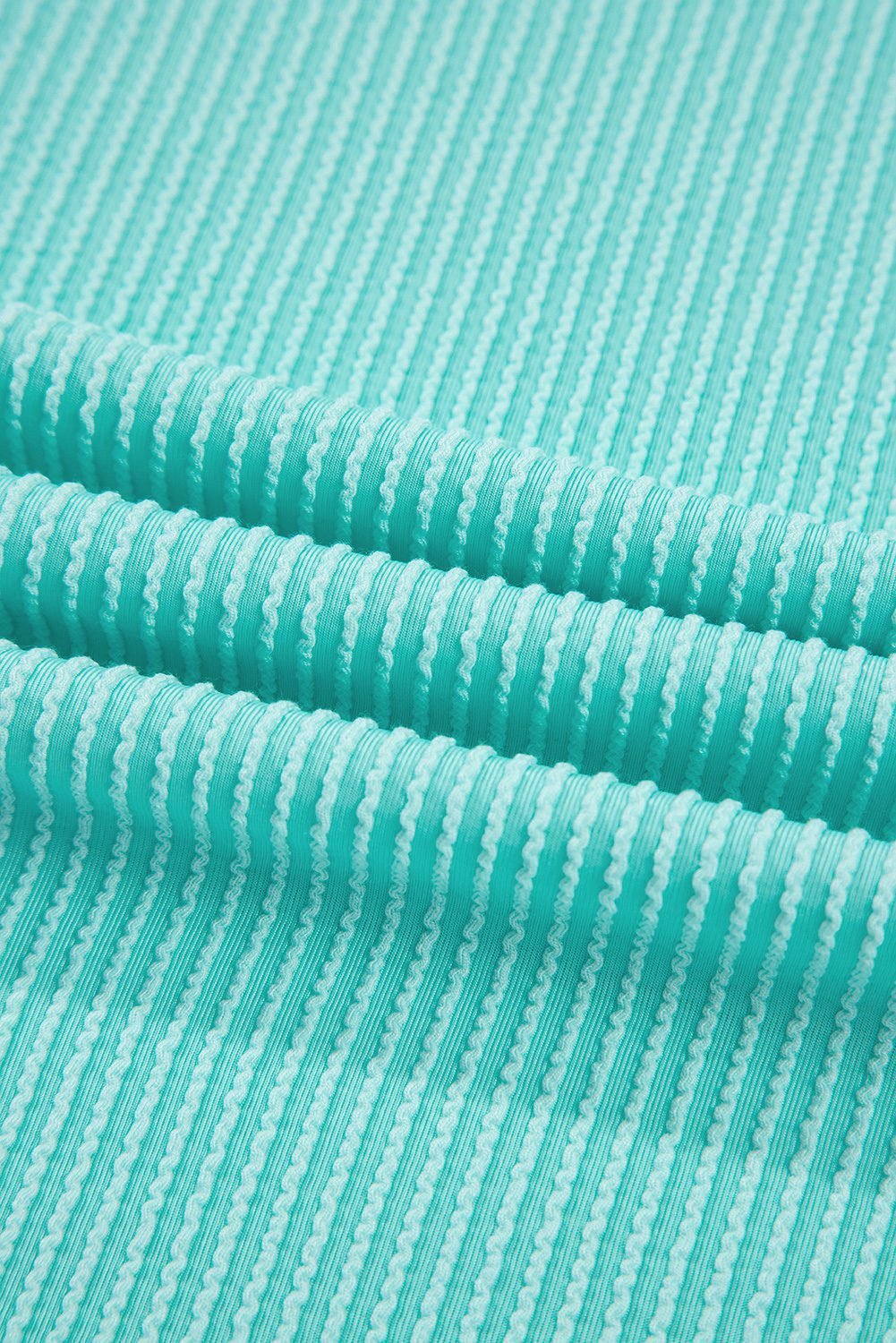 Light Blue Corded Knit Color Block Pocketed Crew Neck T Shirt