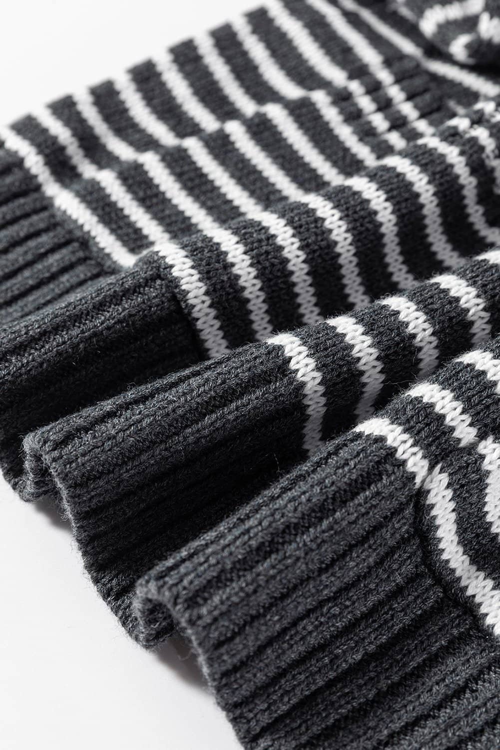 Gray Stripe Collared V Neck Sweater Vest With Pockets