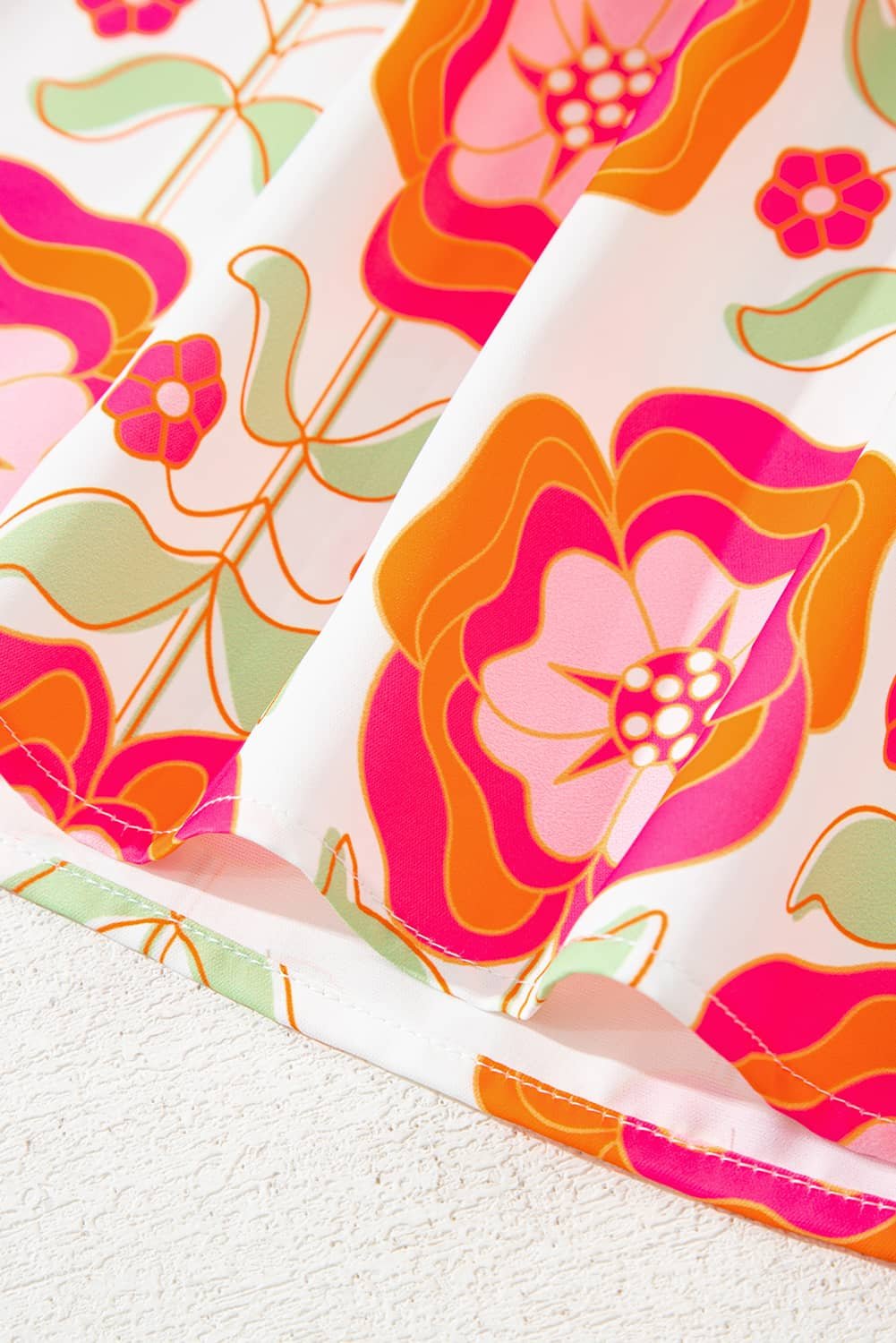 Rose Floral Printed Ruffled Long Sleeve Blouse