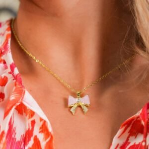Gold Bow Knot Rhinestone Plated Choker Necklace