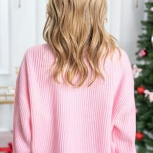 Pink Merry & Bright Pop Up Letter Waffle Knit Sweater
