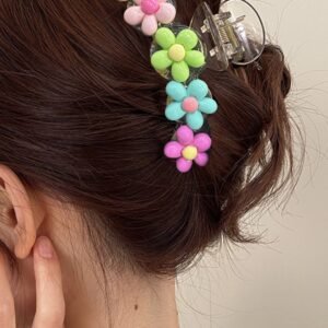 Pink Colorful Flower Shape Large Hair Clawclip