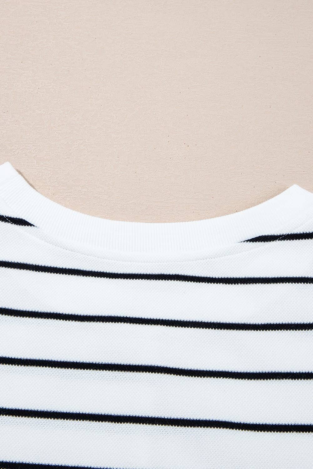 Black Stripe Casual Wide Leg 2Pcs Pants Set