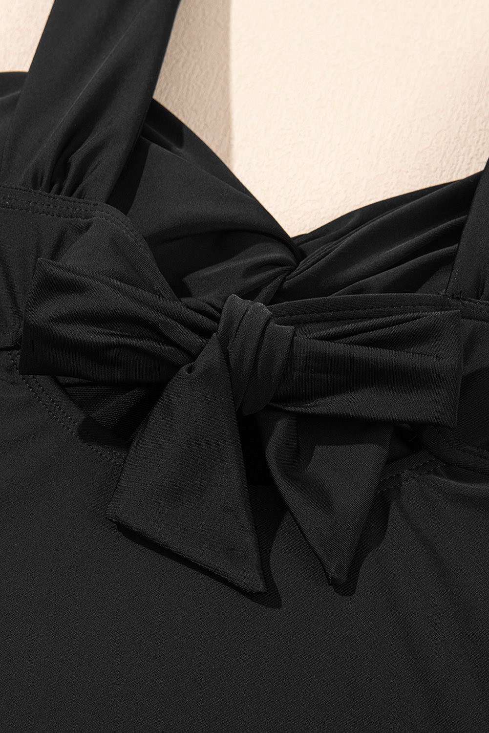 Black Cut Out Twist Bowknot Backless One Piece Swimsuit