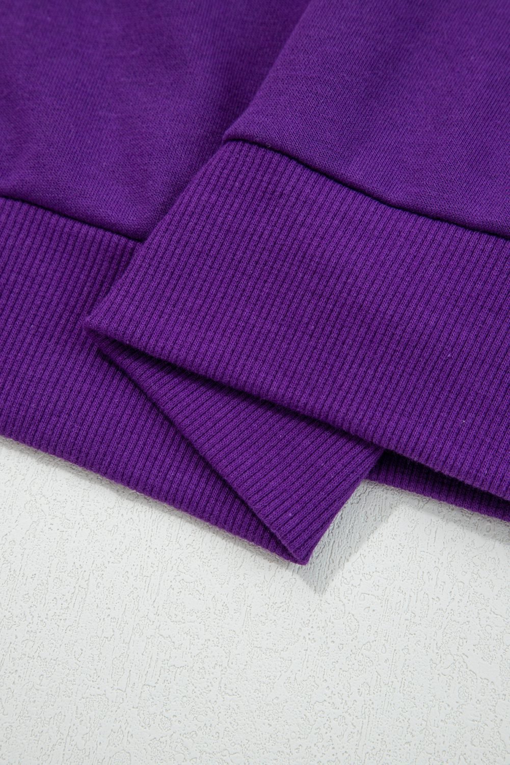 Tillandsia Purple Varsity Stripe Detail Drop Shoulder Pullover Mini Skirt Set