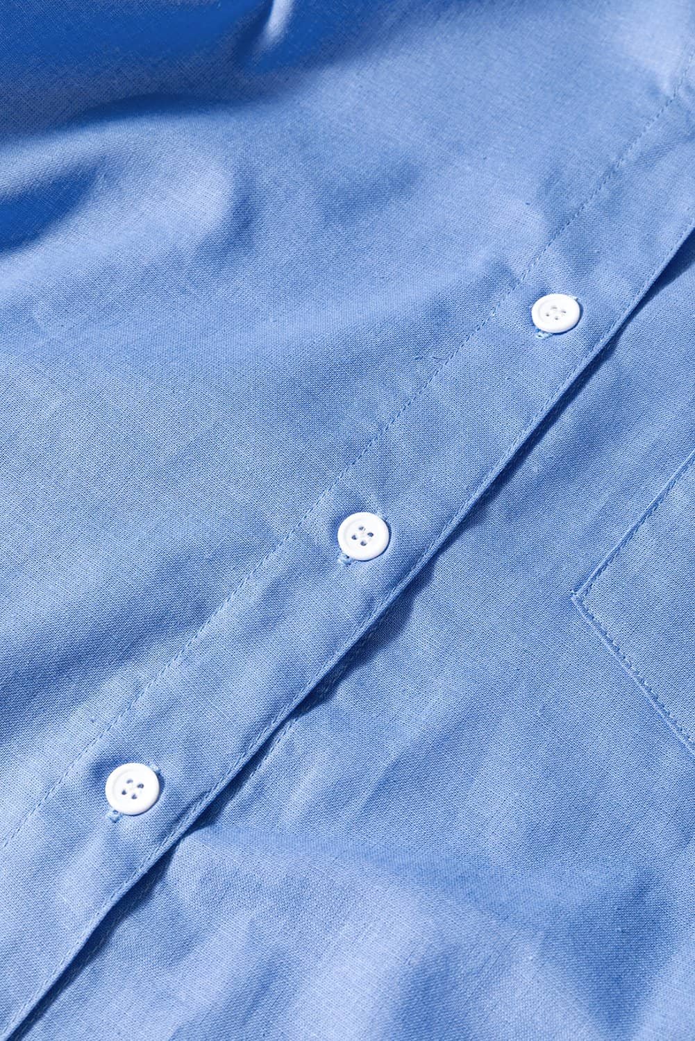 Blue Boyfriend Chest Pocket Tunic Shirt