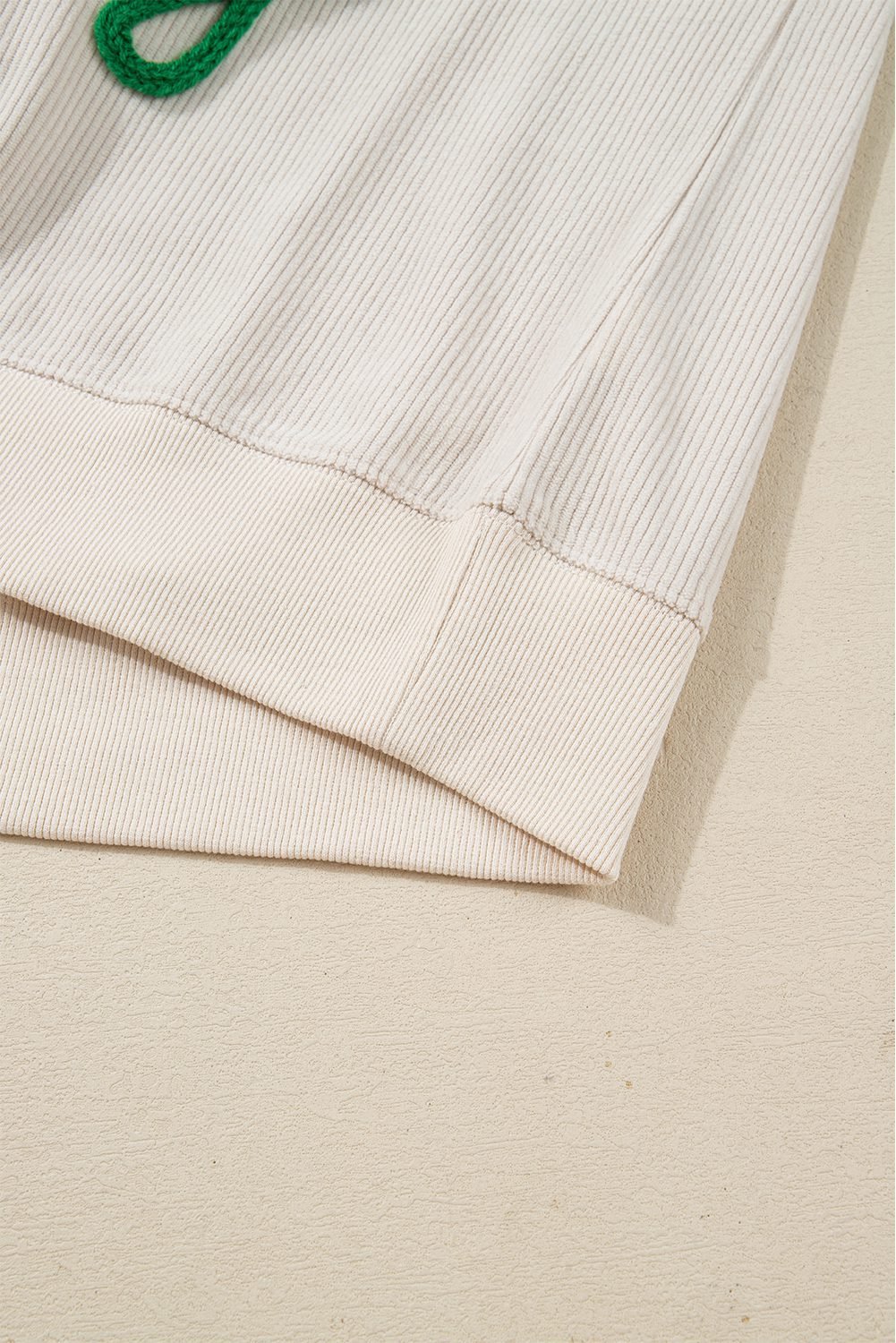 Beige Merry Little Thing Corded Letter Graphic Ribbed Loose Sweatshirt