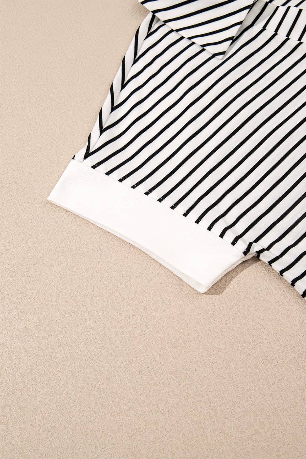 Black Stripe V Neck Tee And Casual Short Set