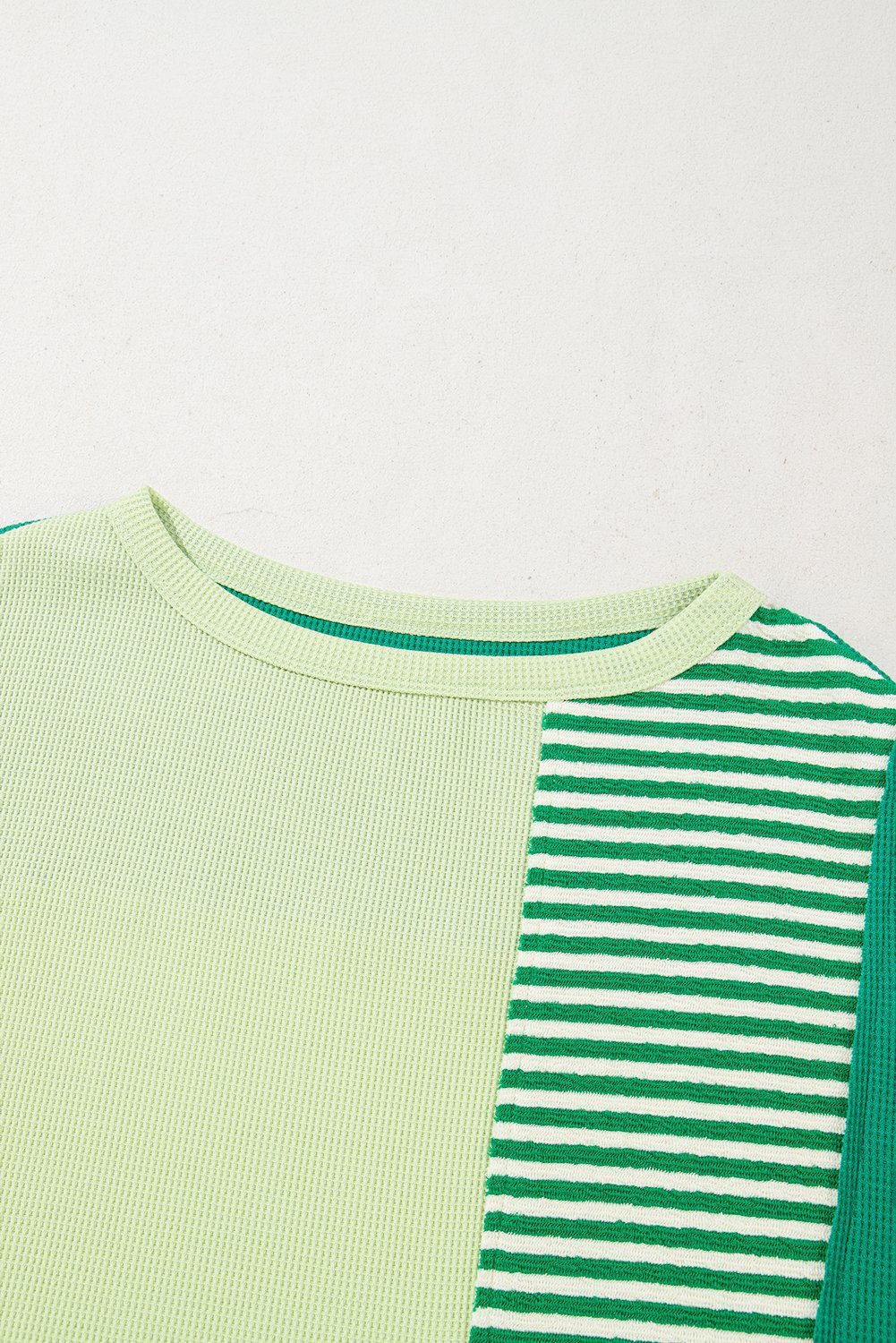 Green Stripe Patchwork Colorblock Plus Size T Shirt