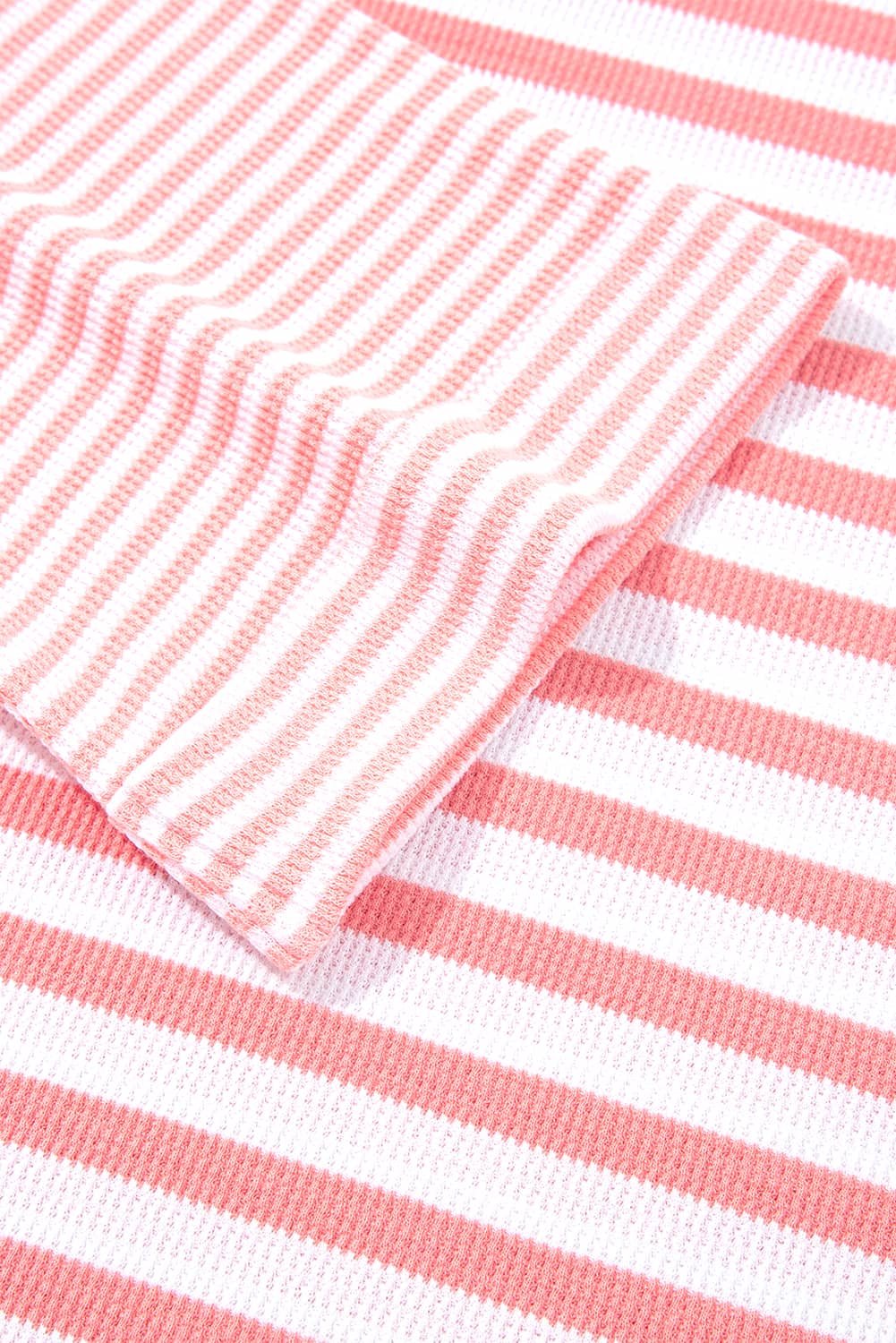 Pink Stripe Textured Contrast Dropped Long Sleeve Top