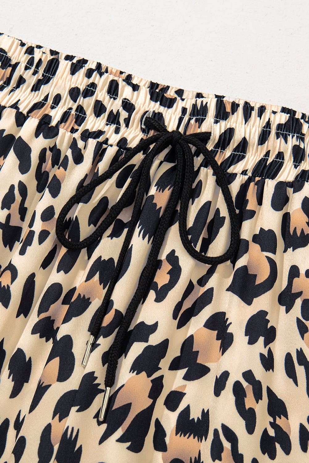 Parchment Leopard Drawstring Flowy Wide Leg Pants