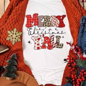 White Merry Christmas Yall Graphic Crewneck T Shirt