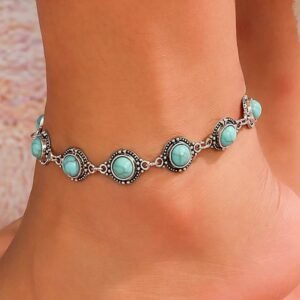 Mint Green Bohemia Natural Turquoise Anklet