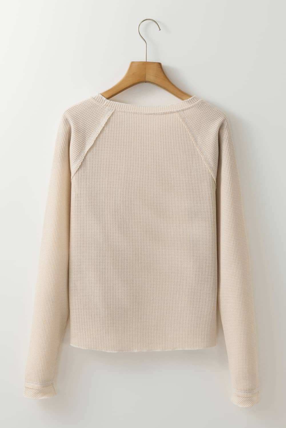 Apricot Textured Round Neck Long Sleeve Top