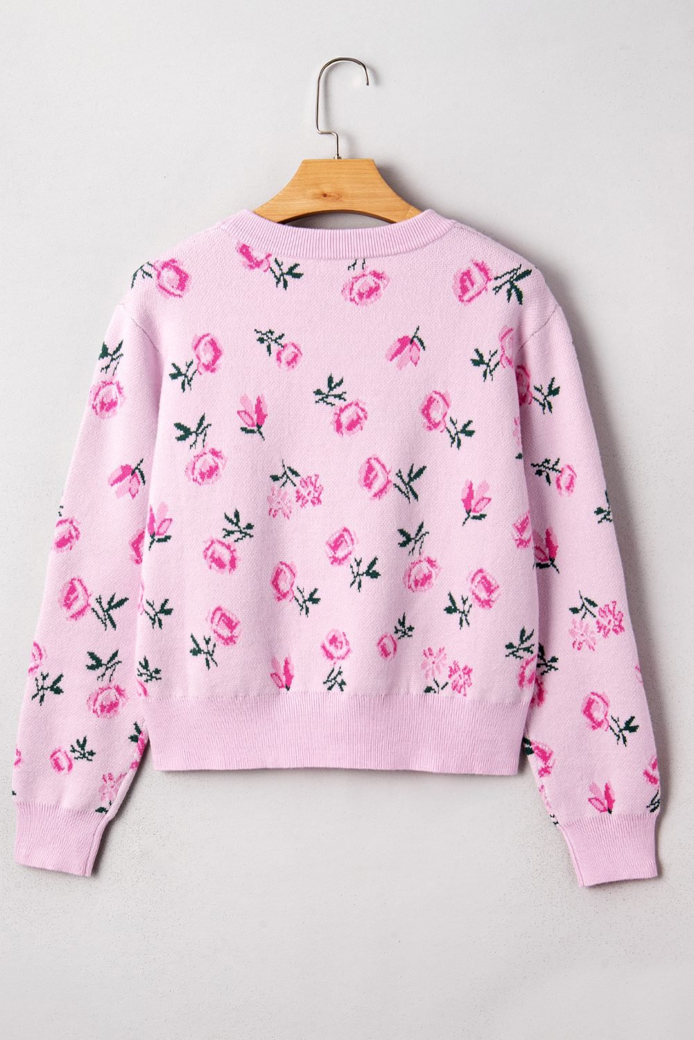 Delicacy Sweet Floral Print Drop Shoulder Cropped Sweater