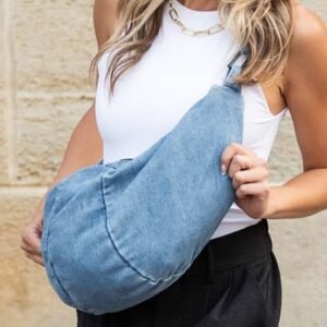 Dusk Blue Large Capacity Denim Crossbody Bag
