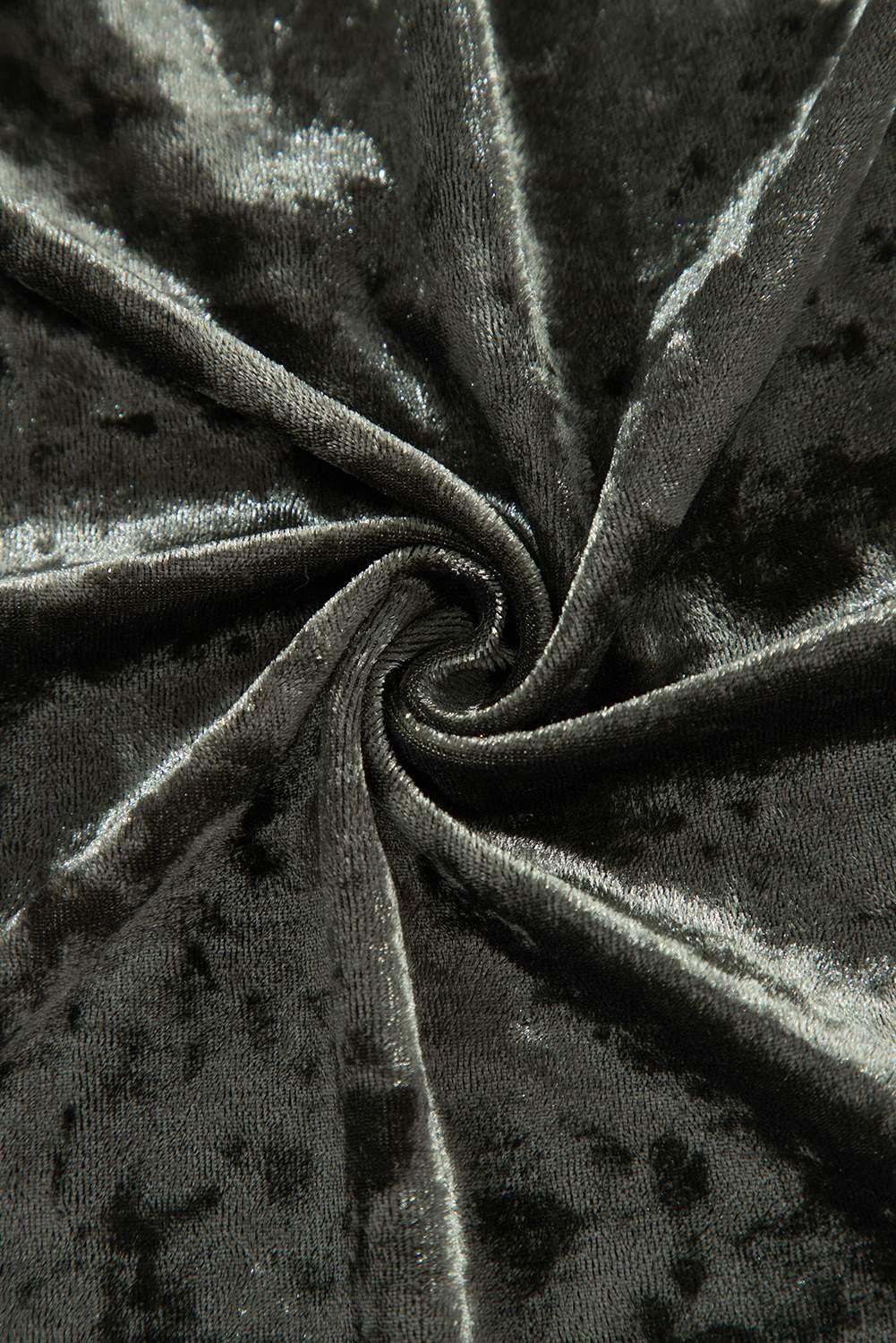 Jungle Green Velvet Long Sleeve V Neck Loose Dress With Pockets