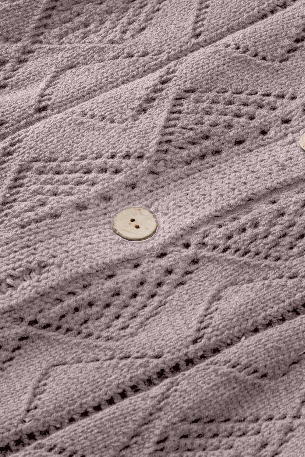 Purple Hollow-Out Openwork Knit Cardigan