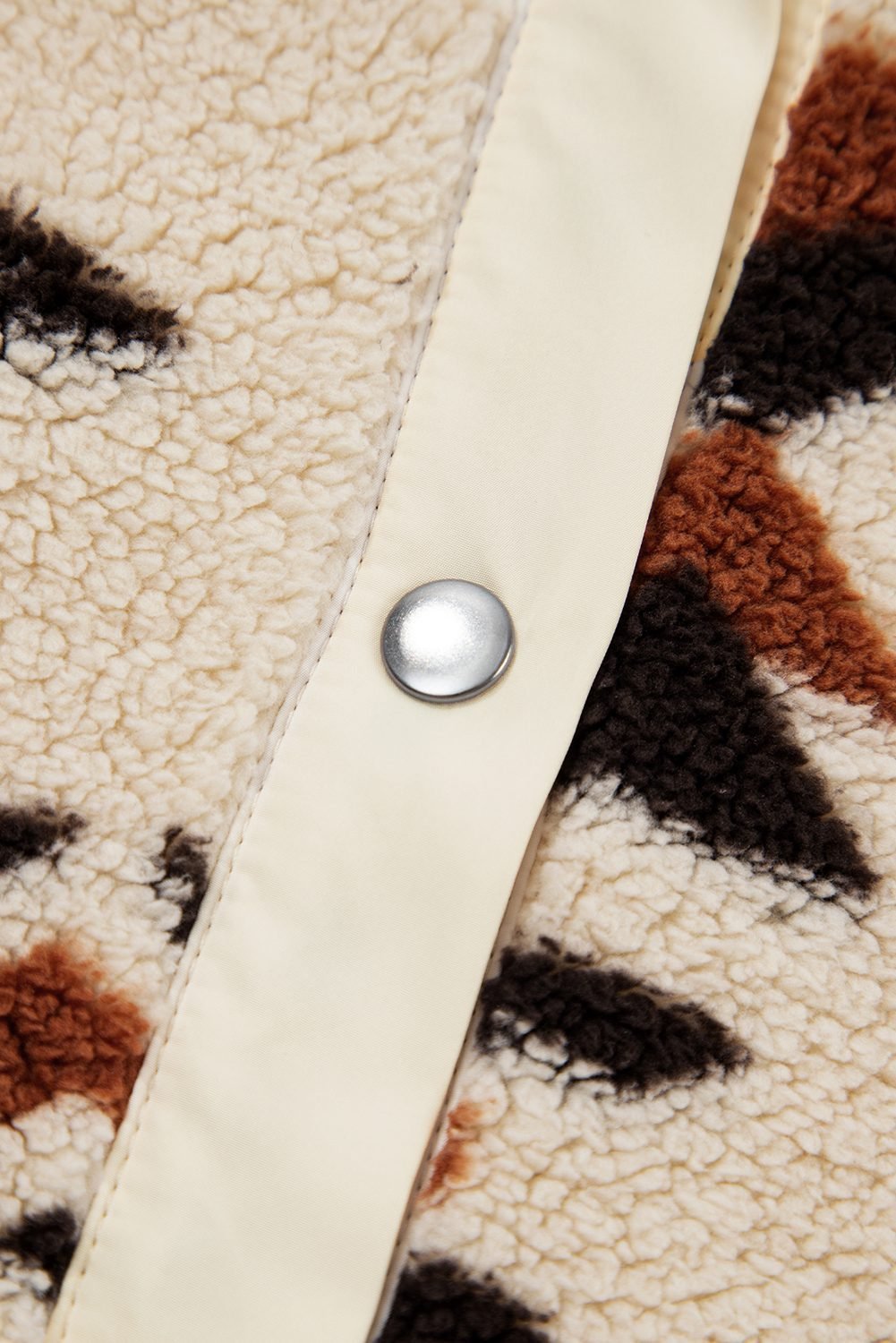 Beige Western Aztec Half Zip Plush Sweatshirt