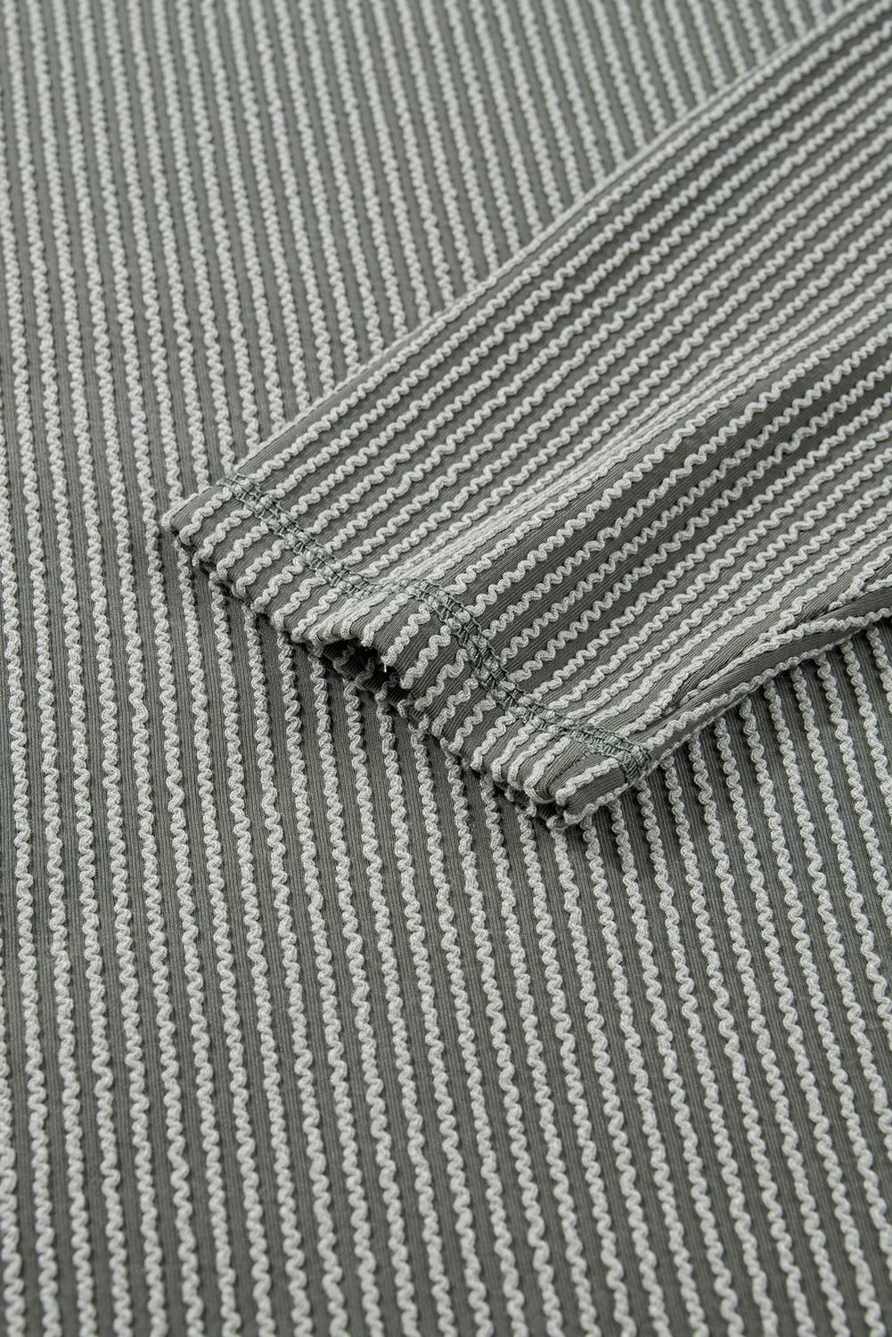 Green Bay Twist Ribbed Exposed Seam Detail Long Sleeve Loose Top