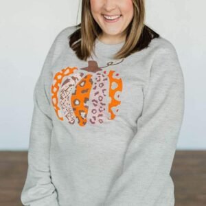 Halloween Pumpkin Leopard Print Plus Size Sweatshirt
