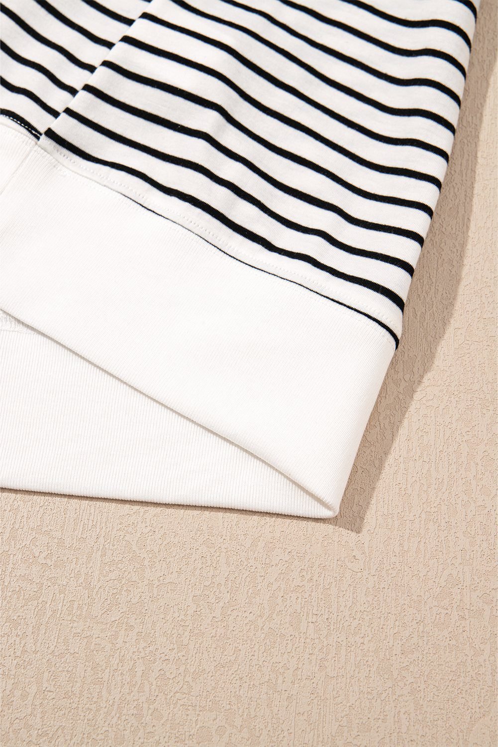 Black Stripe V Neck Tee And Casual Short Set