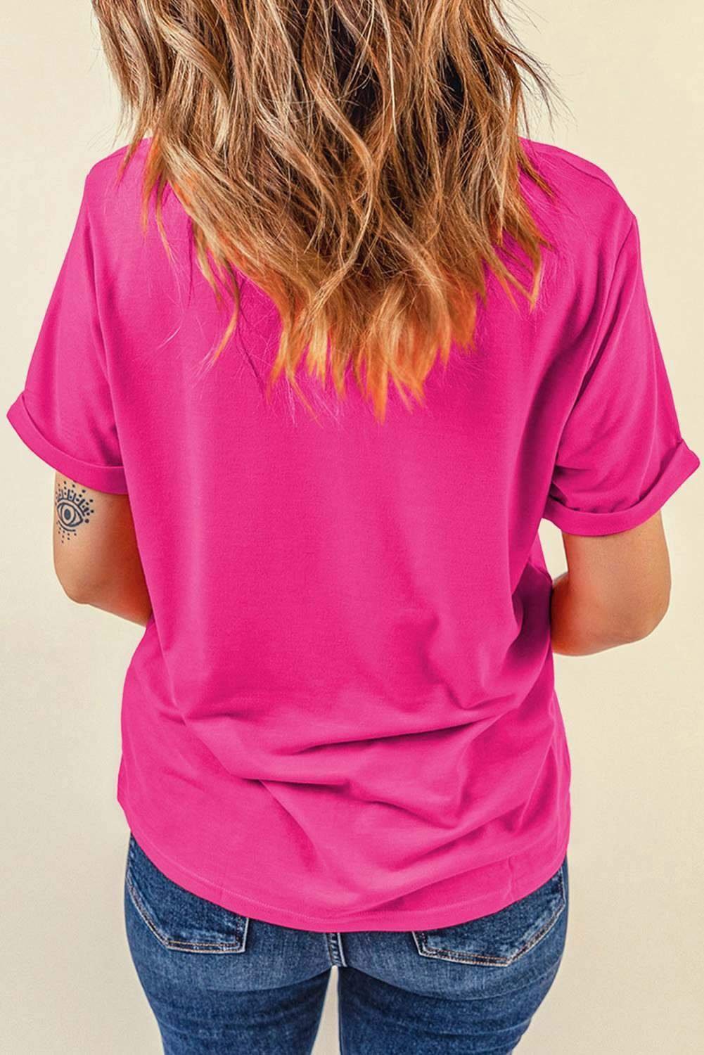Rose Red Nashville Rhinestone Crew Neck Graphic Tee
