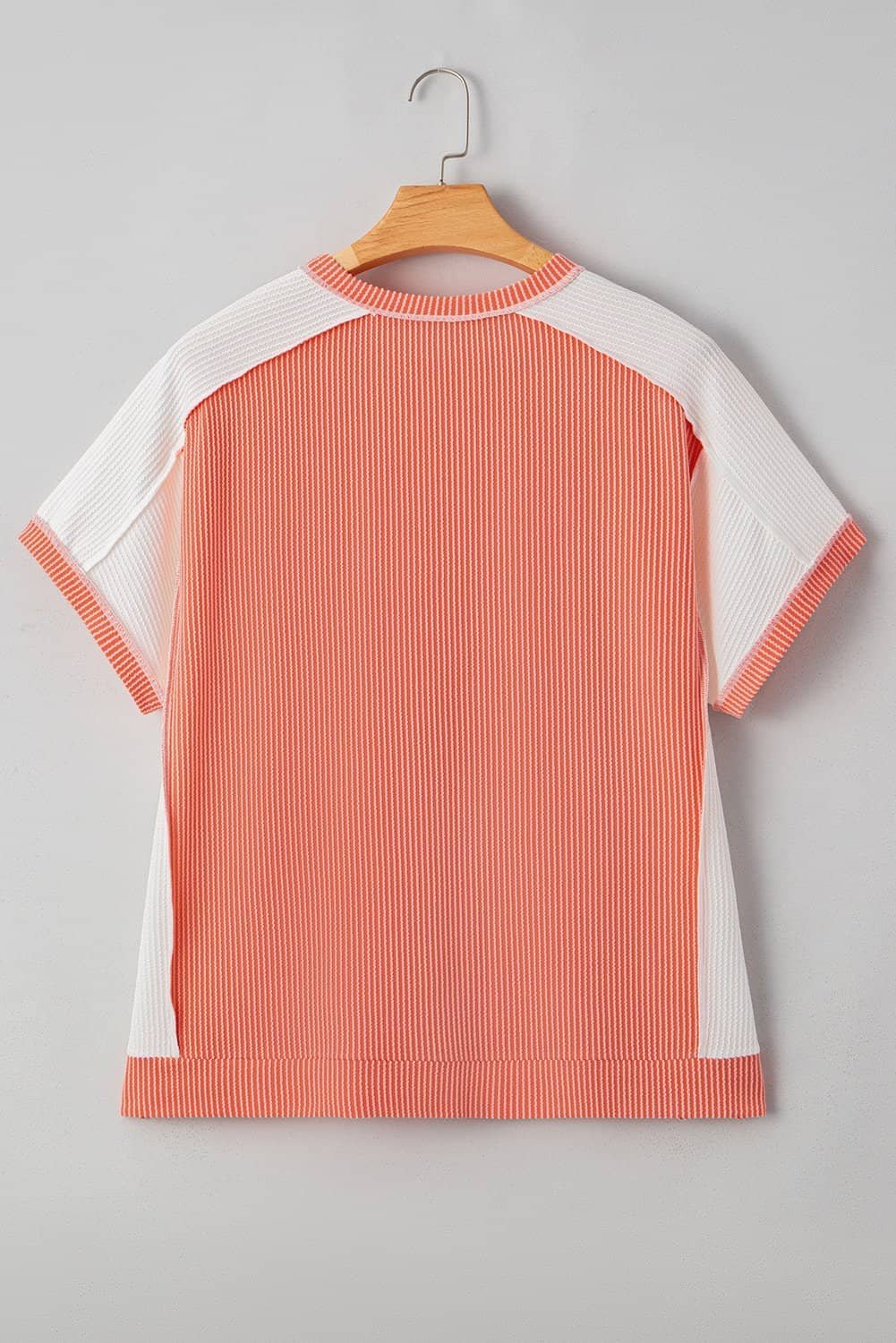 Carrot Twist Rib Colorblock Hi Low Plus Size Short Sleeve Top