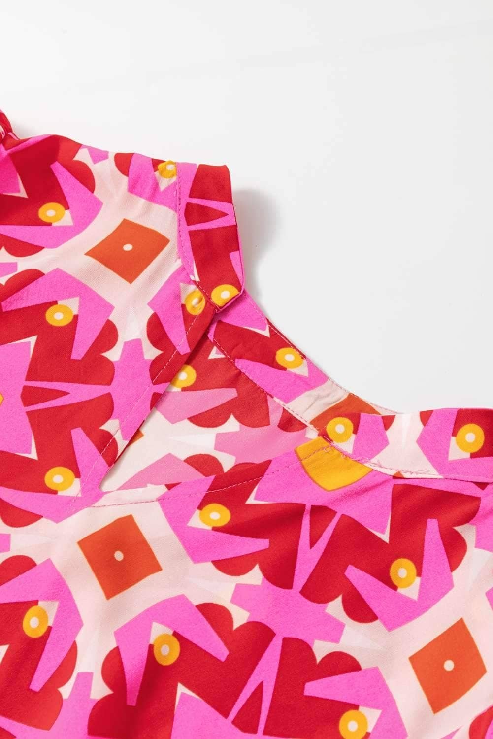 Strawberry Pink Geo Print V-Neck Maxi Dress