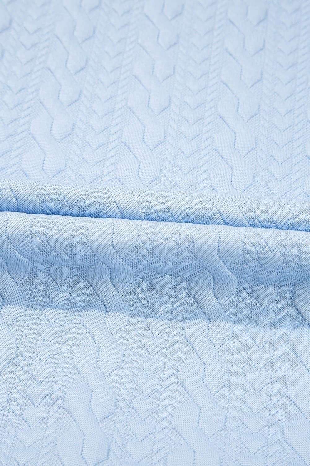 Beau Blue Contrast Trim Textured Crewneck Tee And Pocketed Skirt Set