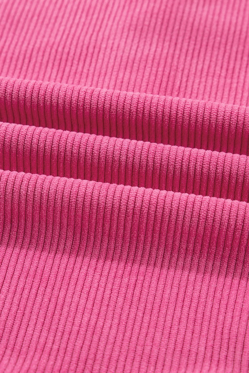 Peach Blossom Half Button Pullover Drawstring Pants Solid Color Corduroy 2Pcs Outfit