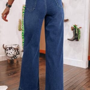 Sail Blue Wide Leg Pocketed High Waist Jeans