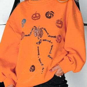 Carrot Dancing Critters Sequin Halloween Crewneck Sweatshirt