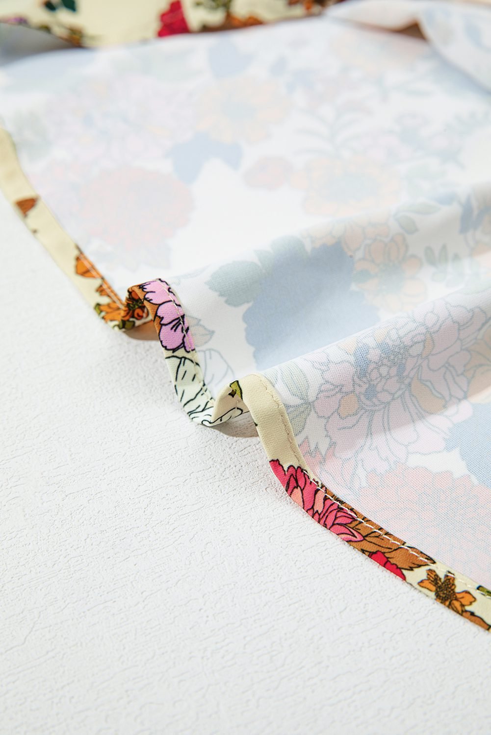 Apricot Ruffled Shoulder Long Sleeve Floral Blouse