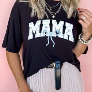 Black Bow Mama Graphic Loose Tee