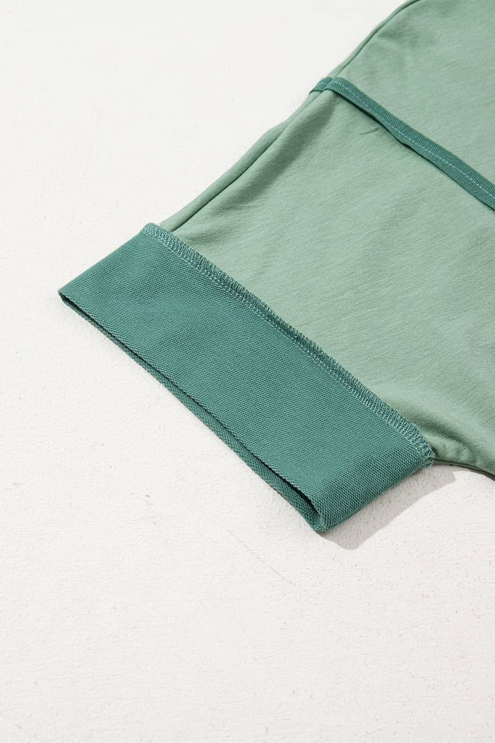 Smoke Green Half Sleeve Raw Seam High Low Side Split Top