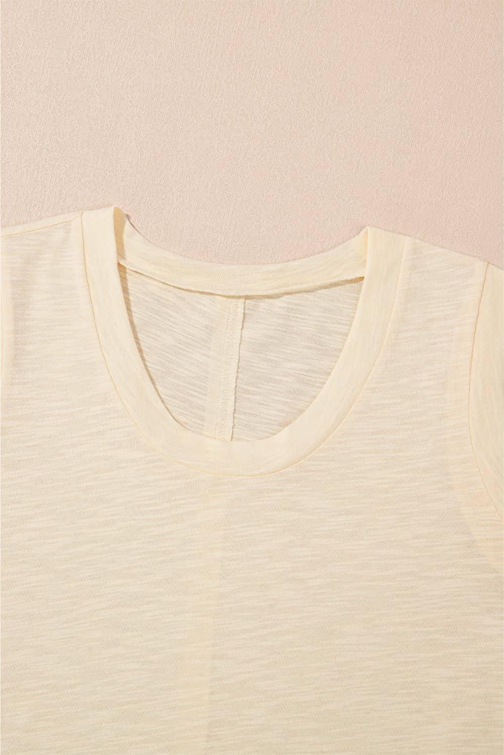 Beige Solid Color Tank Top And Smocked Waist Pants Set