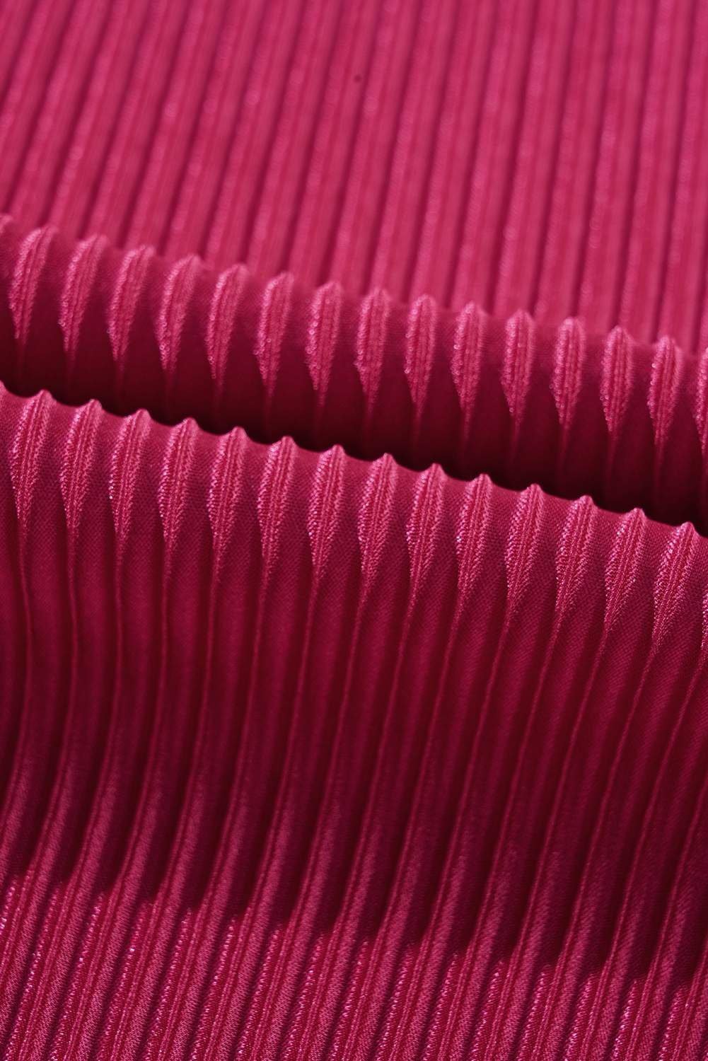 Rose Red Plus Size Ribbed Long Sleeve Shirt And Pants Pajama Set