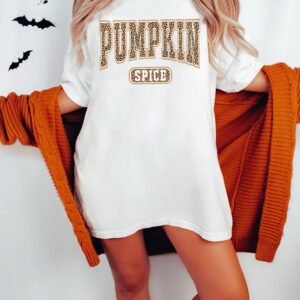 White Pumpkin Spice Leopard Graphic Tunic T Shirt