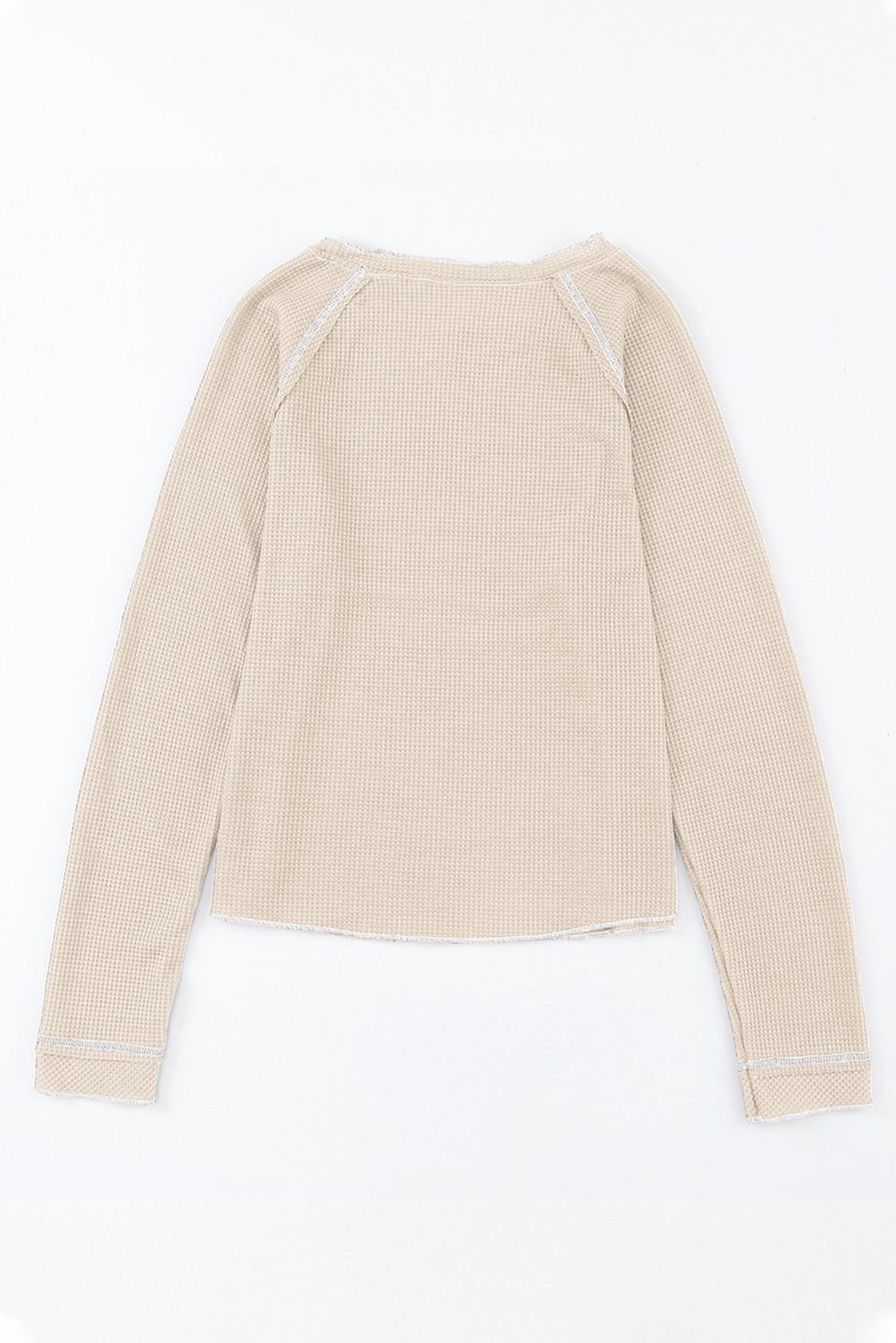 Apricot Textured Round Neck Long Sleeve Top