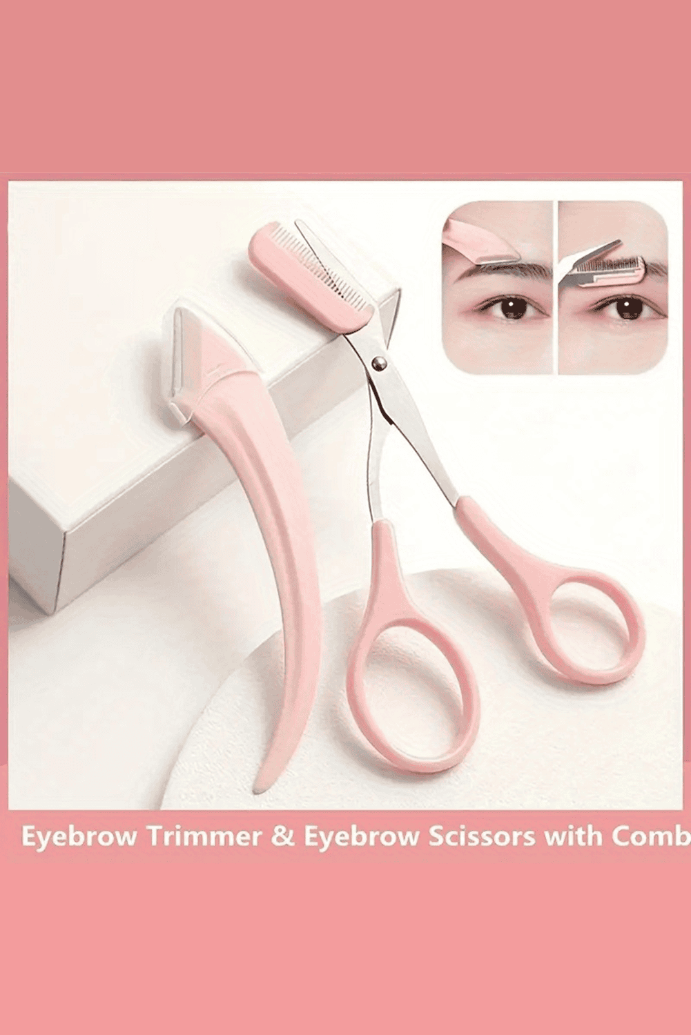 Light Pink 2Pcs Eyebrow Trimming Tool Set