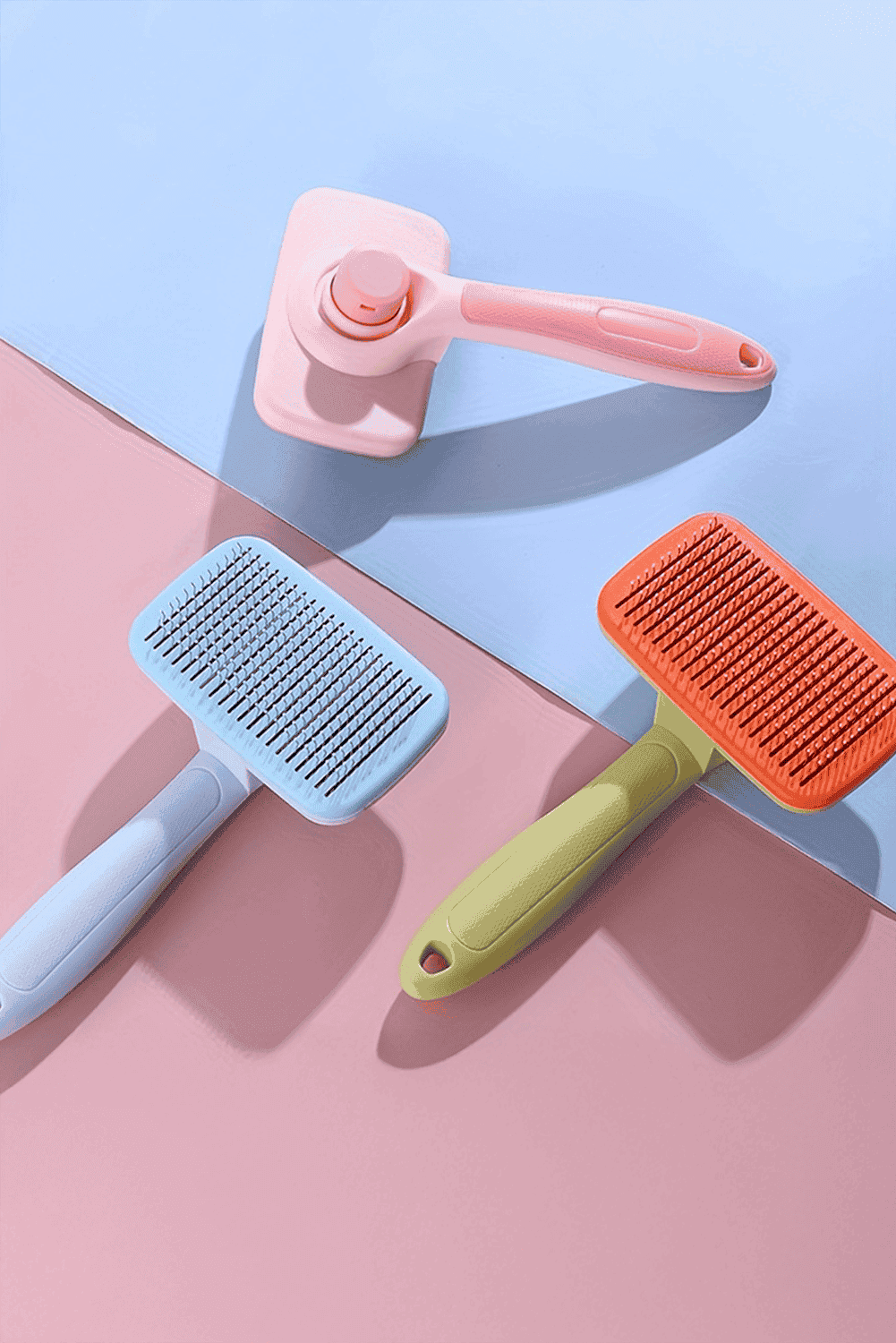 Pink Self Cleaning Gently Grooming Brush Pet Comb