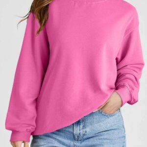 Bonbon Plain Drop Shoulder Crewneck Pullover Sweatshirt