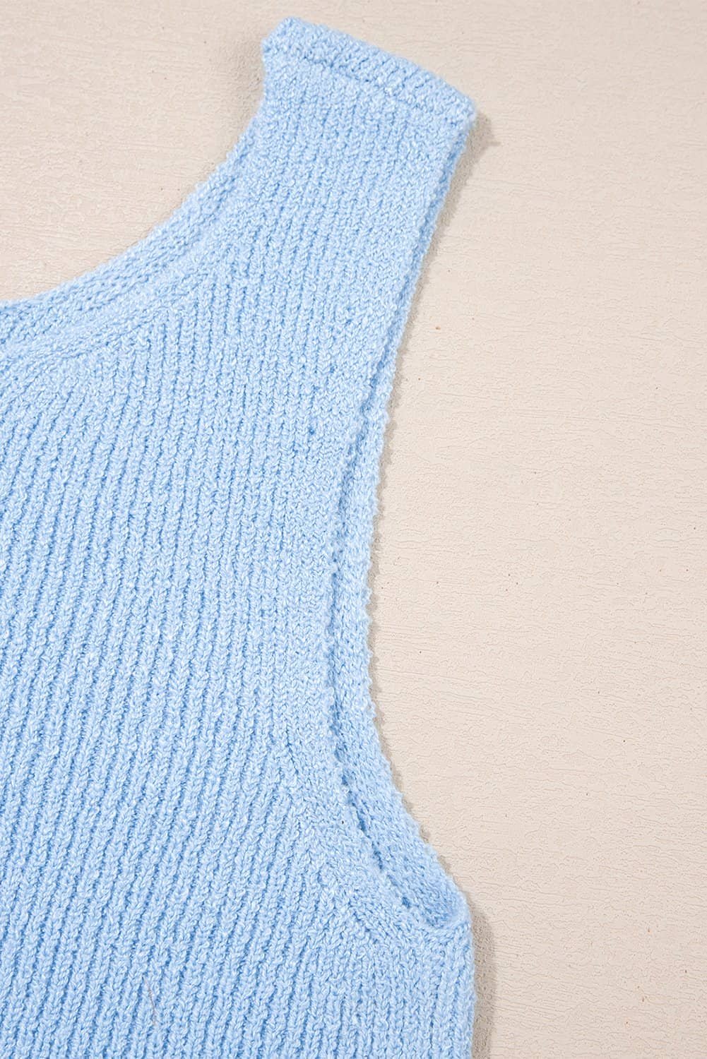 Beau Blue Horizontal Ribbing Patchwork Swing Sweater Tank