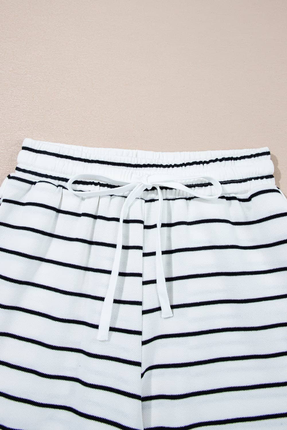 Black Stripe Casual Wide Leg 2Pcs Pants Set