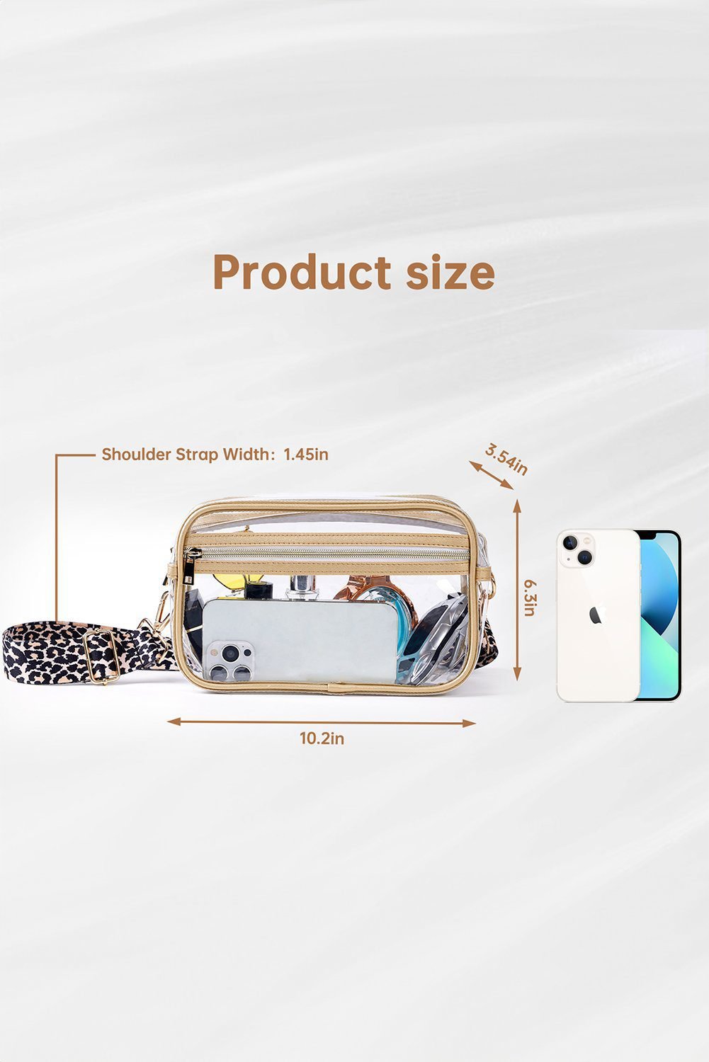 Gold Leopard Strap Clear Crossbody Bag