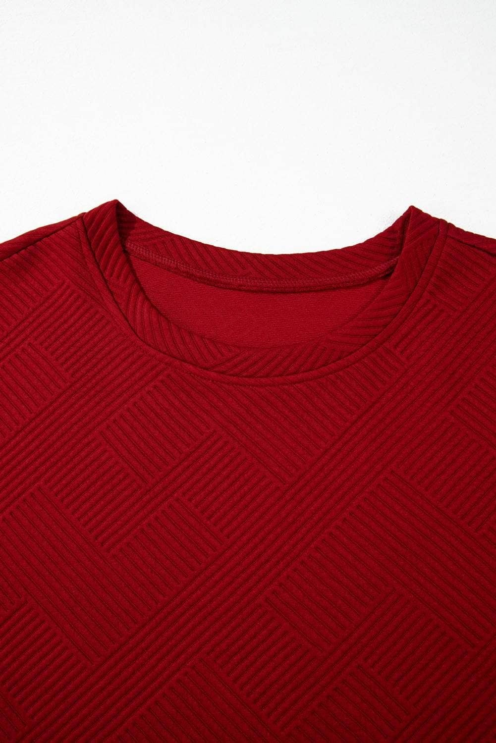 Red Dahlia Textured Loose Fit T Shirt And Drawstring Pants Set